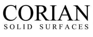 Corian Solid Surfaces logo in black text on a white background.