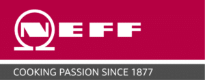 NEFF logo with the text "COOKING PASSION SINCE 1877" on a red and gray background.