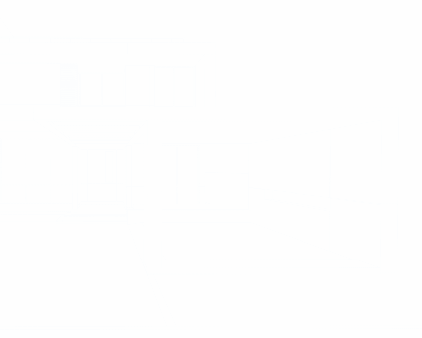 Line drawing of a modern house with large windows and a boxy design.